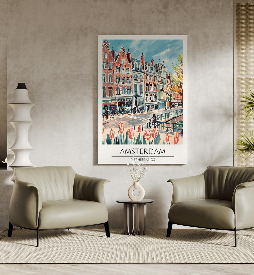 Enhance your decor with AMSTERDAM - NETHERLANDS, TRAVEL POSTERS showcasing the city's enchanting charm.