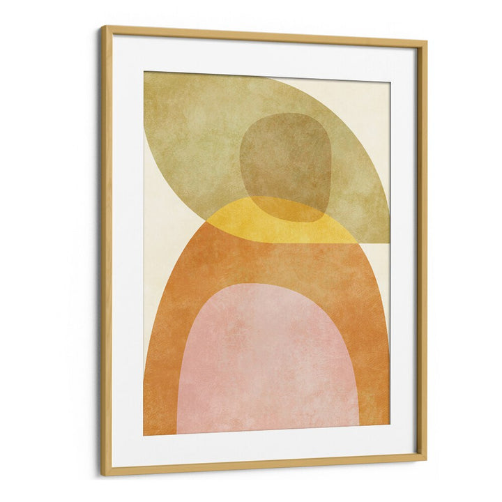 Aqua Shapes II Kopie, abstract paintings featuring modern artistry in a stylish oak wood frame by Ana Rut Bre.