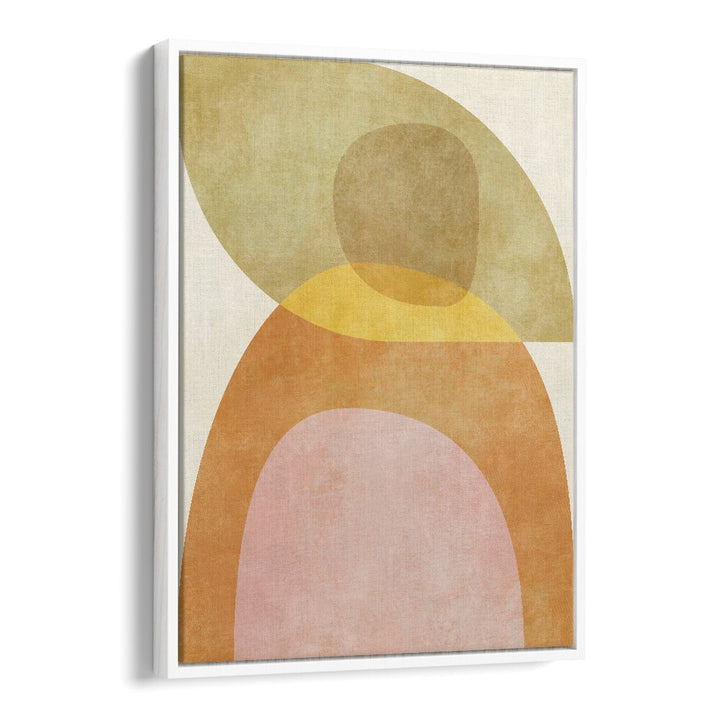 Captivating AQUA SHAPES II KOPIE, ABSTRACT PAINTINGS by Ana Rut Bre in a stylish white floater frame. Perfect for modern decor.