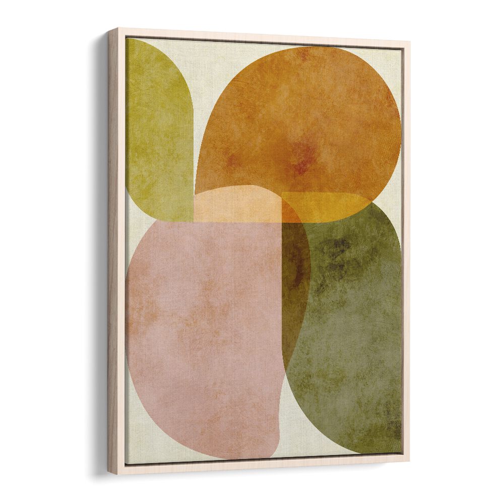 Aqua Shapes III Kopie, abstract paintings by Ana Rut Bre, features vibrant colors in a modern float frame.