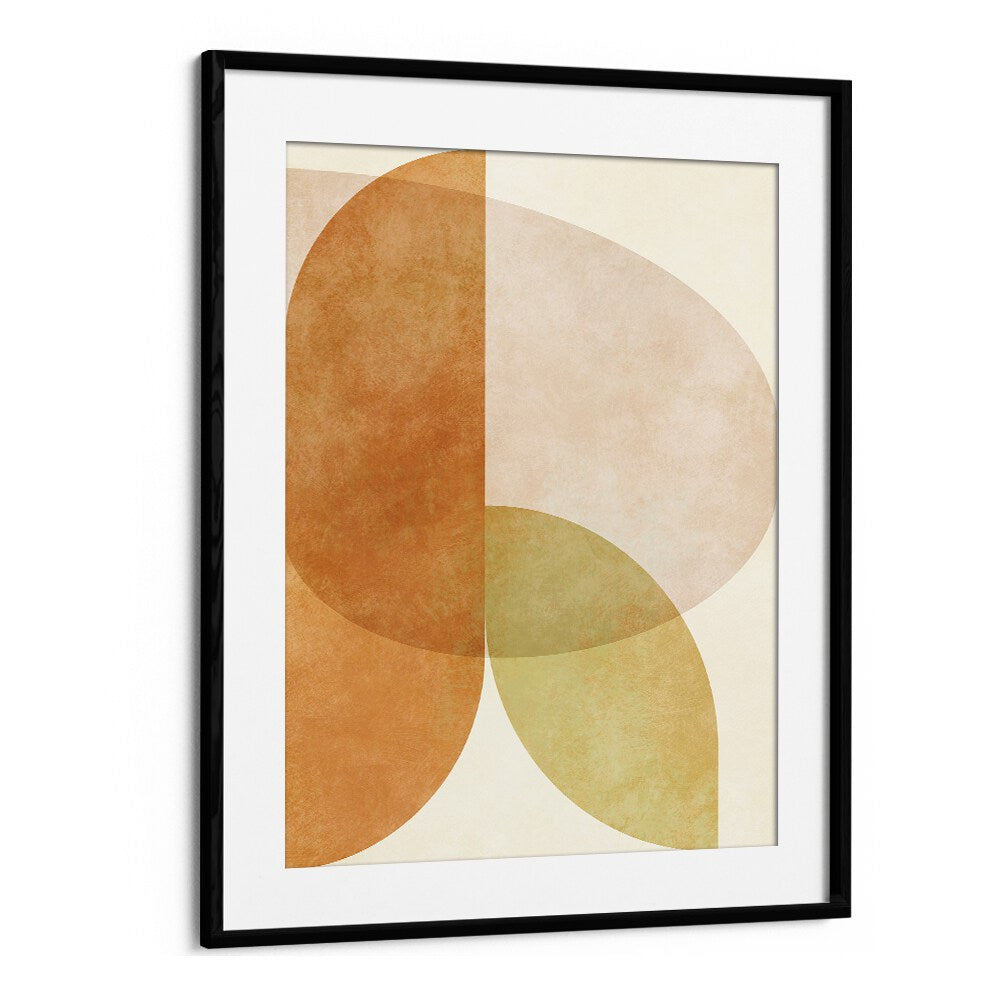 Aqua Shapes IV Kopie by Ana Rut Bre showcases vibrant abstract artistry in a stylish black frame, perfect for any space.