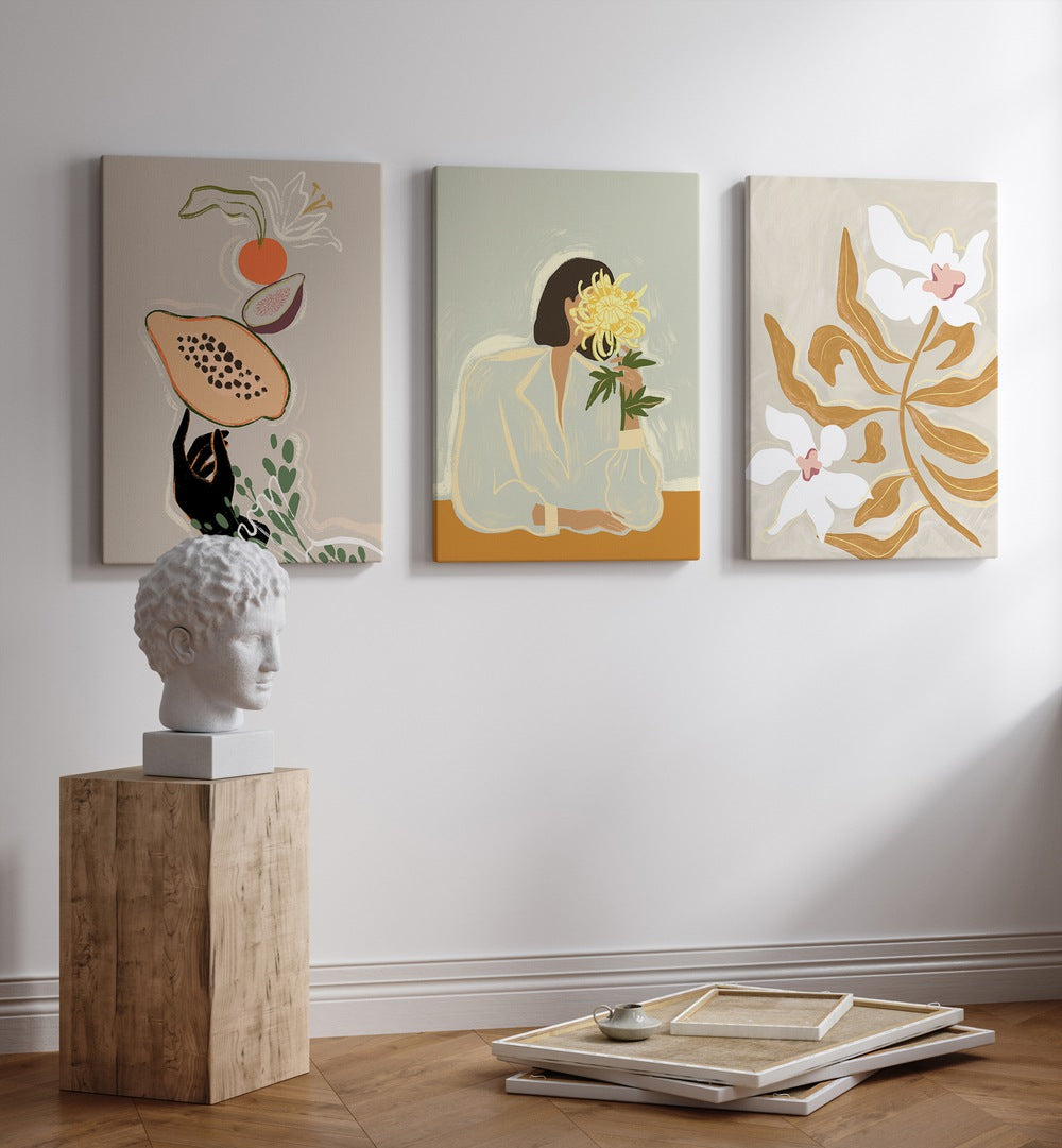 Transform your space with ARTY GUAVA ARTWORKS SET II, SET OF 3 PAINTINGS, showcasing vibrant botanical themes.