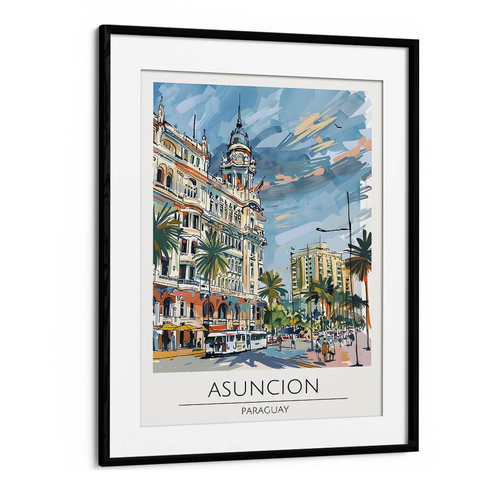 Stylish ASUNCION - PARAGUAY, TRAVEL POSTERS framed art print showcasing the city's vibrant architecture and culture.