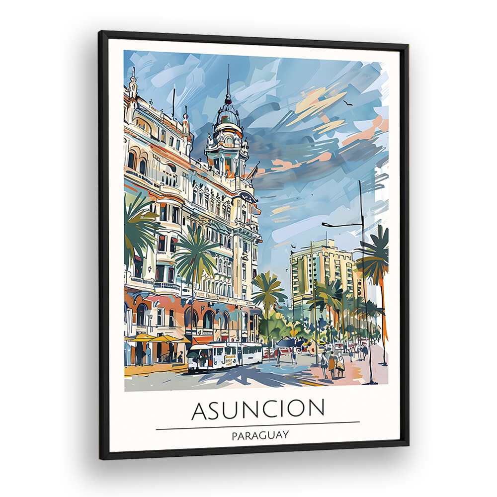 Stunning ASUNCION - PARAGUAY, TRAVEL POSTERS in a sleek black frame, perfect for enhancing your decor and wanderlust.