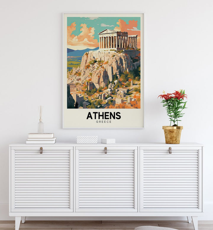 Stunning ATHENS - GREECE I travel poster showcasing iconic landmarks, perfect for travel art prints enthusiasts.