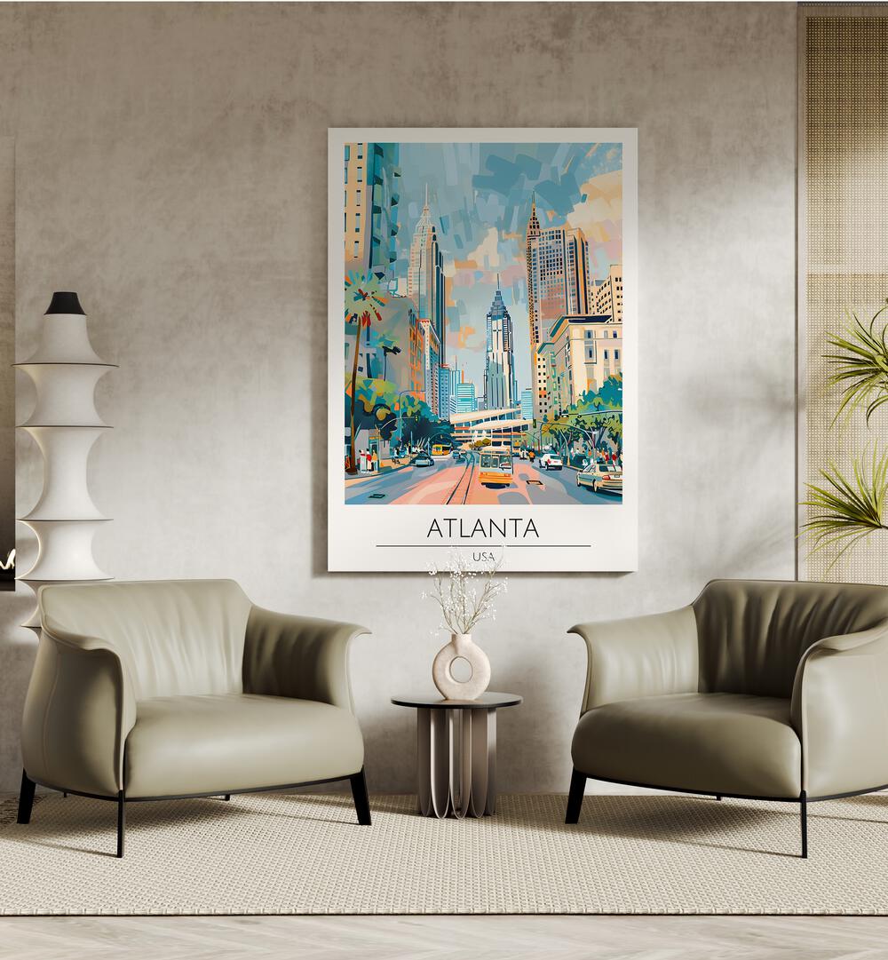 Bright and stylish ATLANTA - USA, TRAVEL POSTERS showcasing the city's vibrant culture and charm in your space.