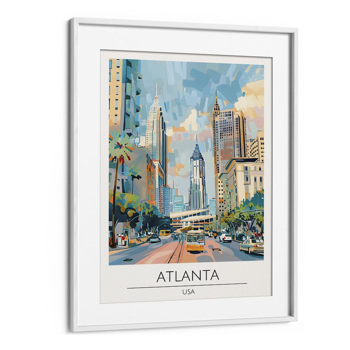 Stylish ATLANTA - USA, TRAVEL POSTERS in a white frame, capturing the city's vibrant culture and charm.