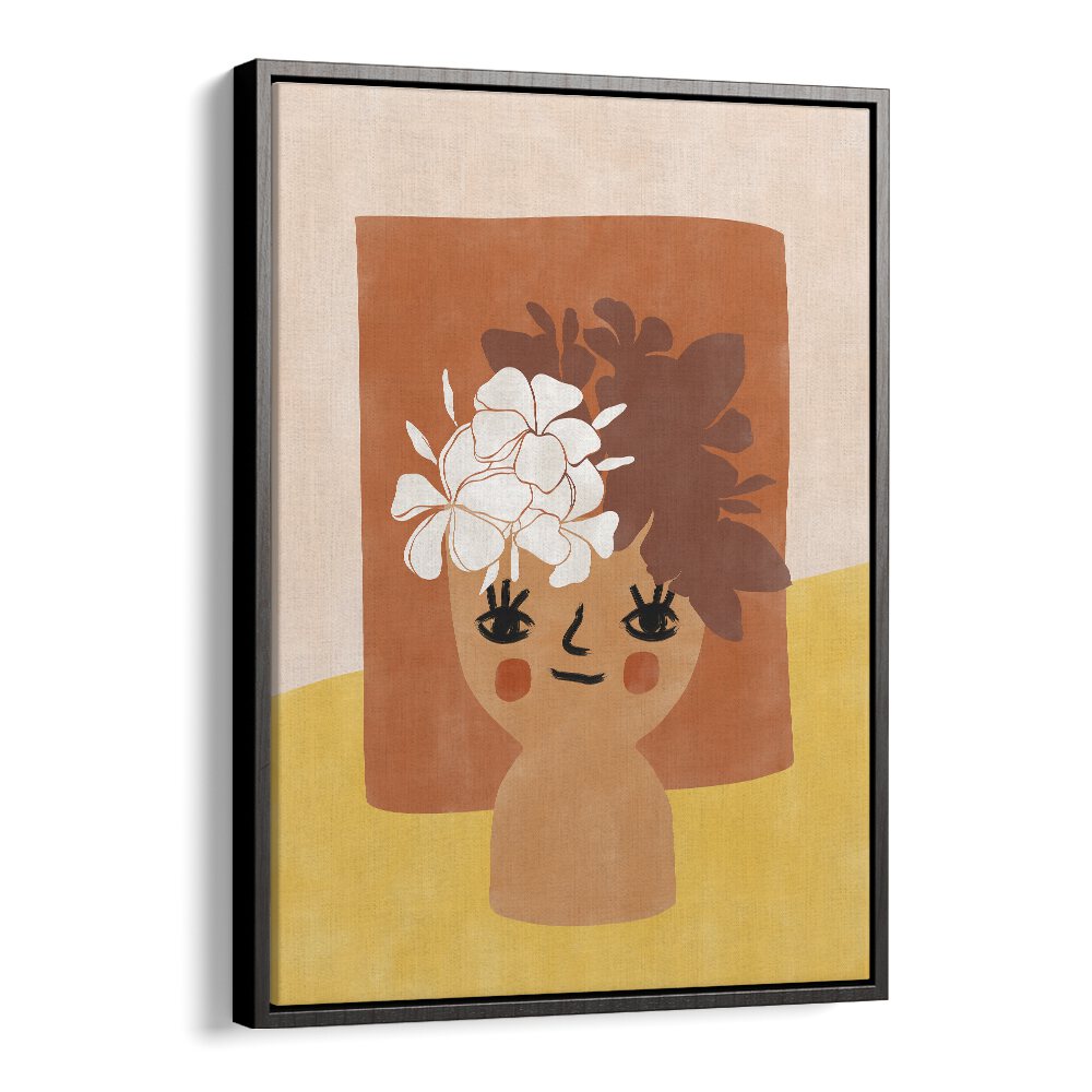 HAPPY FLOWER POT , BOHO ART PAINTINGS