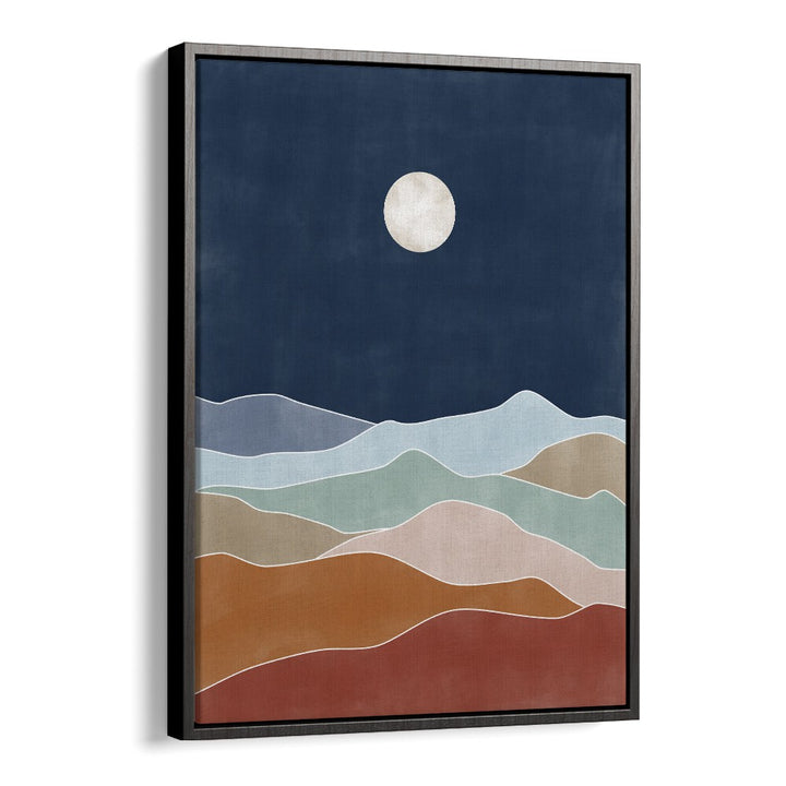 Serene landscape painting showcasing soft hues and a moonlit sky, perfect for enhancing your space with WOODEN STREET, LANDSCAPE PAINTINGS.
