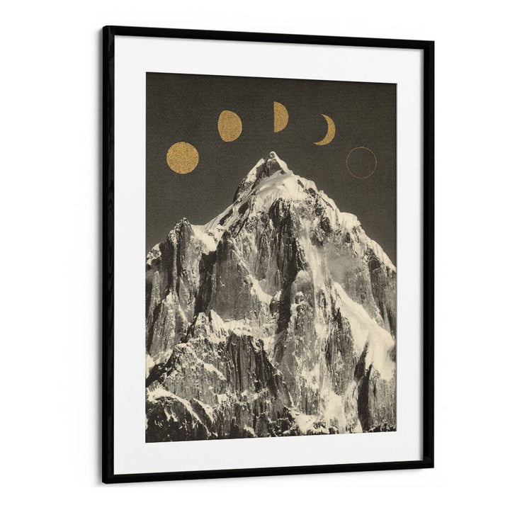Stunning MOON PHASES, LANDSCAPE PAINTINGS by Florent Bodart, featuring a majestic mountain backdrop and lunar cycles.
