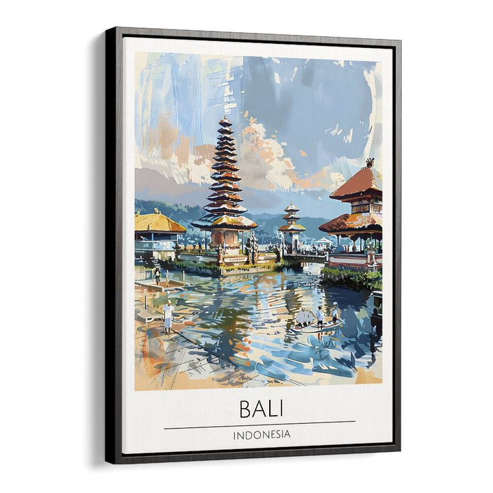 BALI - INDONASIA, TRAVEL POSTERS showcase stunning Balinese landscapes in elegant black floater frames, perfect for decor.