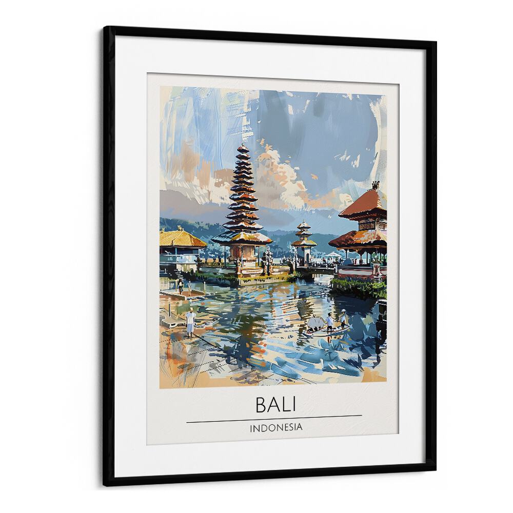 Framed BALI - INDONASIA, TRAVEL POSTERS showcasing stunning Balinese scenery, perfect for travel art enthusiasts.