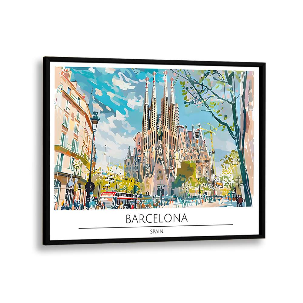 Vibrant BARCELONA - SPAIN II, TRAVEL POSTERS showcase iconic architecture in a stylish black frame. Perfect for decor!