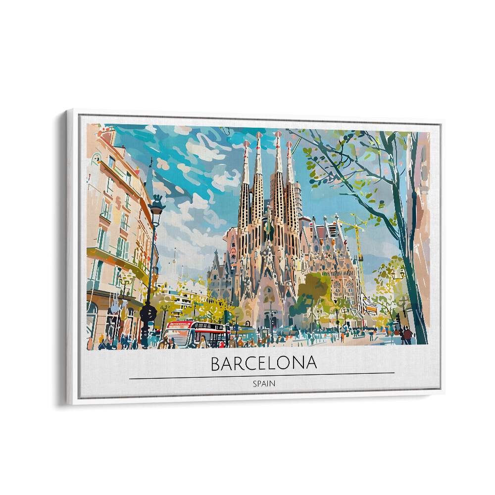 Vibrant travel poster BARCELONA - SPAIN II capturing the city's iconic architecture and lively atmosphere.