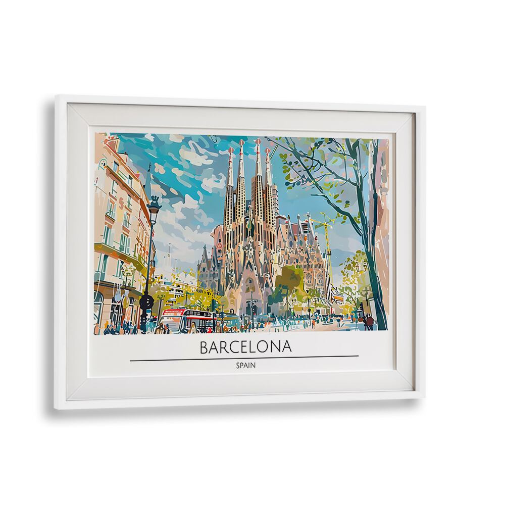 Vibrant BARCELONA - SPAIN II, TRAVEL POSTERS showcase iconic architecture in a stylish white frame. Perfect for decor!