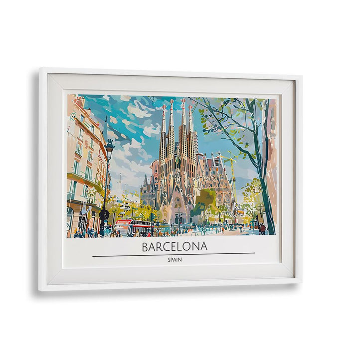 Vibrant BARCELONA - SPAIN II, TRAVEL POSTERS showcase iconic architecture in a stylish white frame. Perfect for decor!