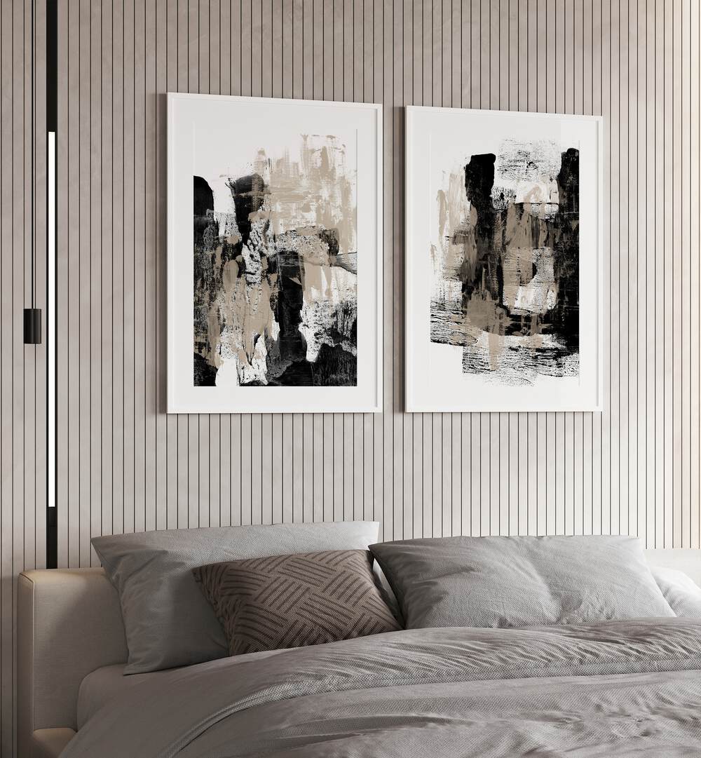 Stylishly enhance your decor with the BEIGE AND BLACK ABSTRACT STROKES SET, SET OF 2 PAINTINGS for timeless appeal.