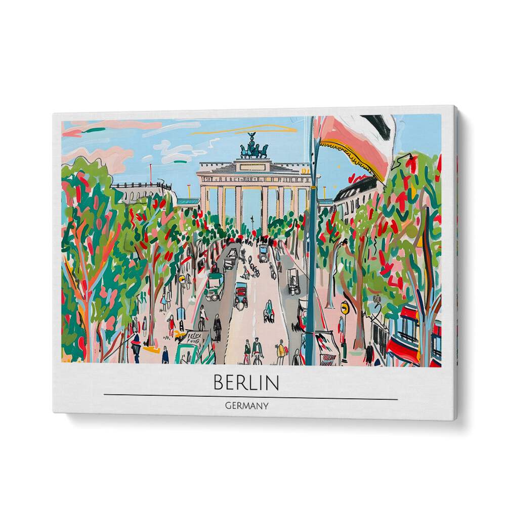Vibrant Berlin - Germany travel posters showcasing the iconic Brandenburg Gate, perfect for art lovers.