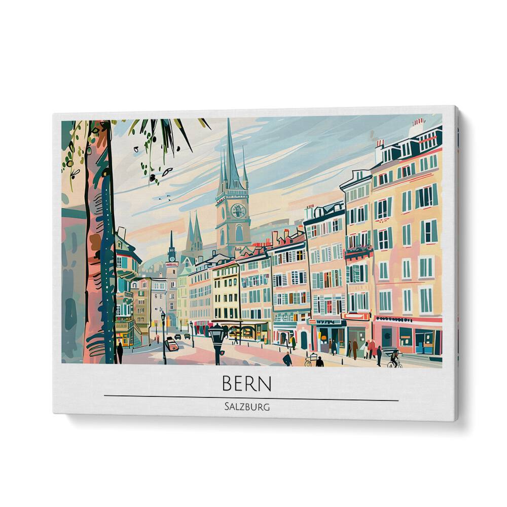 Colorful BERN - SALZBURG, TRAVEL POSTERS showcasing the charm of Salzburg, perfect for enhancing any living space.