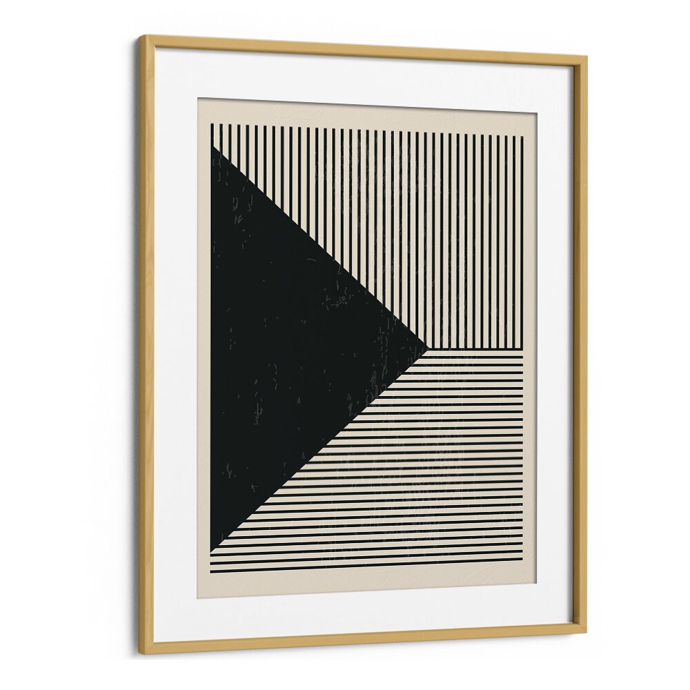 Elegant BLACK AND WHITE LINES SERIES II, GEOMETRIC ART PRINTS by Jay Stanley, framed in oak for sophisticated decor.
