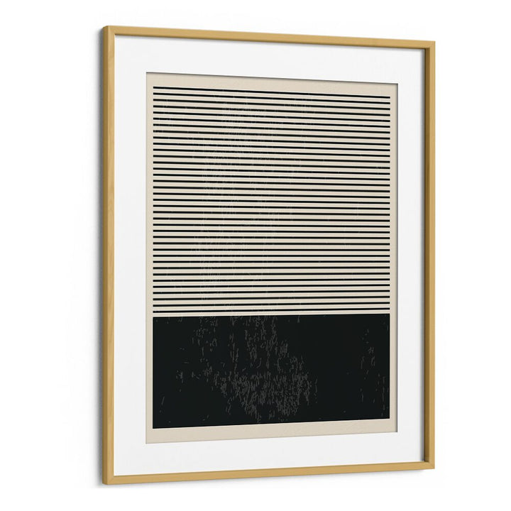 Stylish BLACK AND WHITE MINIMAL SERIES II, GEOMETRIC ART PRINTS by Jay Stanley in an elegant oak frame.