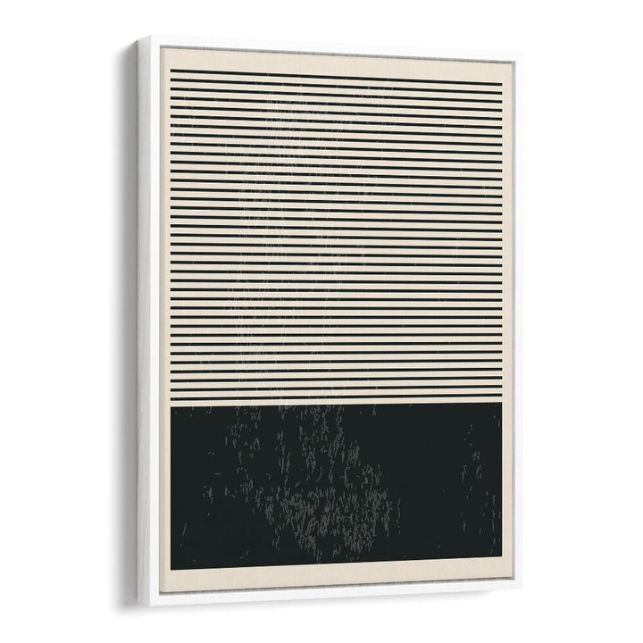 Elegant BLACK AND WHITE MINIMAL SERIES II, GEOMETRIC ART PRINTS by Jay Stanley, showcasing a modern design in a white frame.
