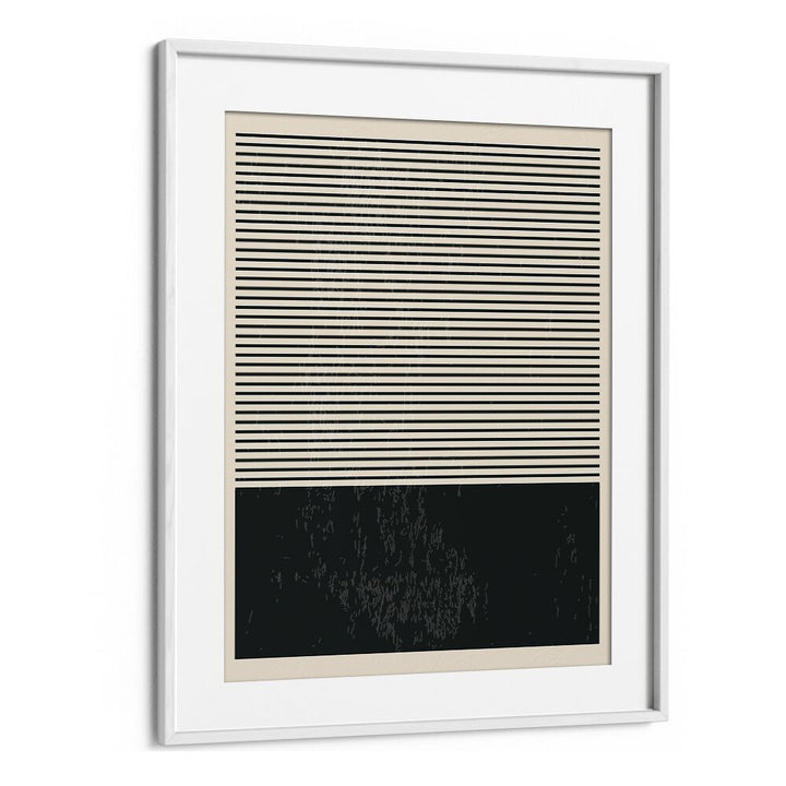 Stylish BLACK AND WHITE MINIMAL SERIES II, GEOMETRIC ART PRINTS by Jay Stanley in a sleek white frame. Perfect for modern decor.