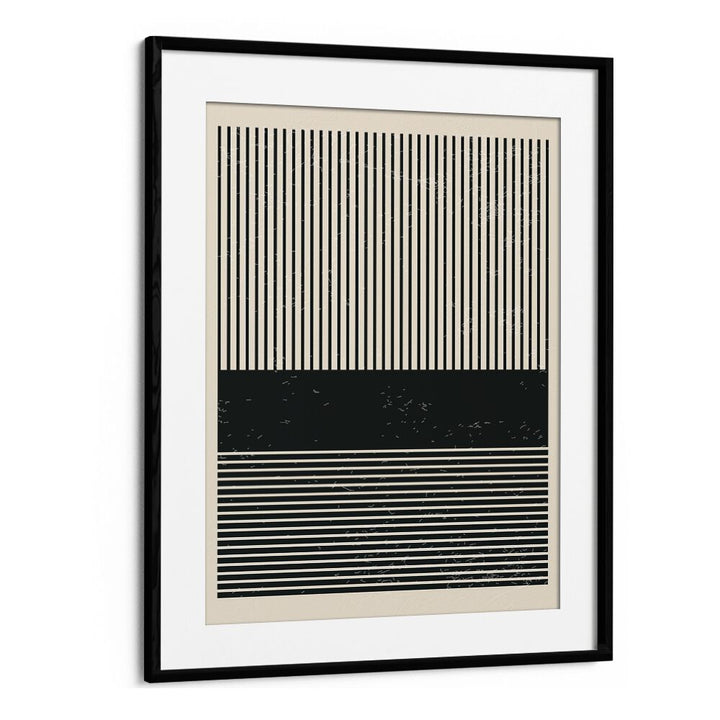 Elegant BLACK AND WHITE MINIMAL SERIES V, GEOMETRIC ART PRINTS in a sleek frame, perfect for modern decor by Jay Stanley.