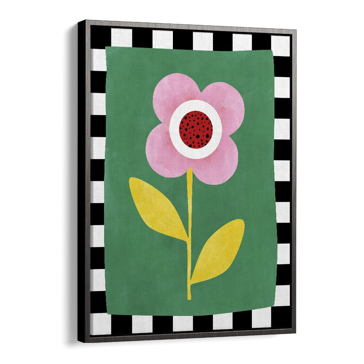 Bright PINK FLOWER surrounded by green, perfect for enhancing spaces with FLORAL FLOWER PAINTINGS by Elena Ristova.