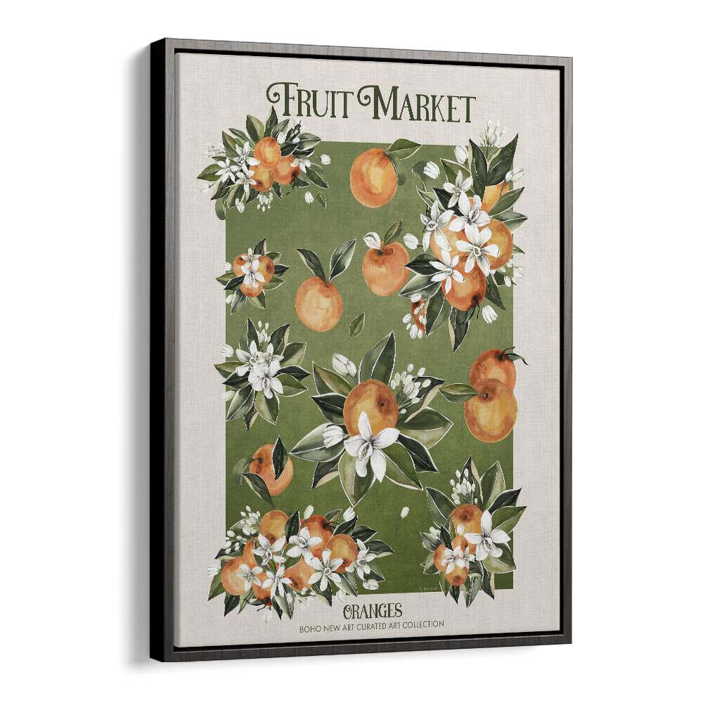 Vibrant FRUIT MARKET ORANGES and floral designs, perfect for enhancing your space with Emel Tunaboylu's art.
