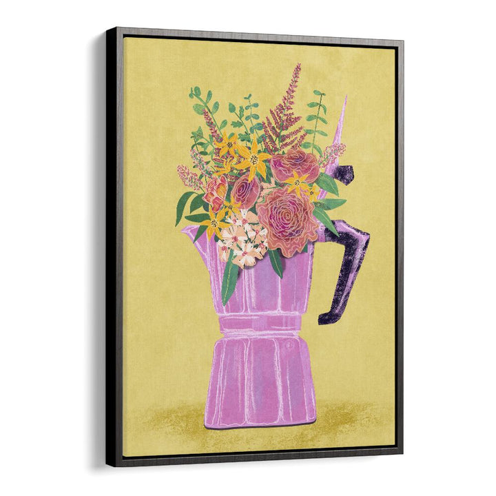 Stunning ESPRESSO MAKER WITH FLOWERS, FLORAL FLOWER PAINTING by Raissa Oltmanns adds elegance to any space.