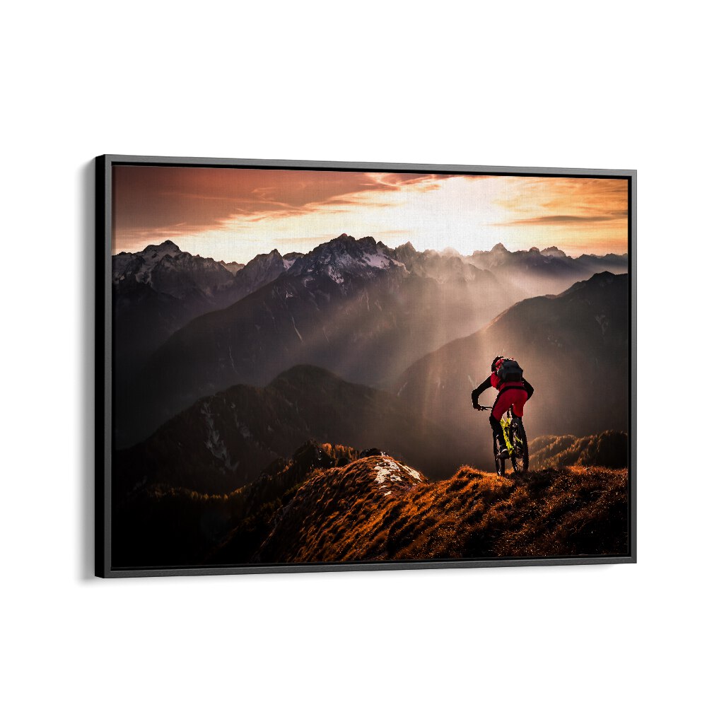 Breathtaking sunset mountain biker captured in JUST RIDE, PHOTOGRAPHY PRINTS, blending action and fine art.