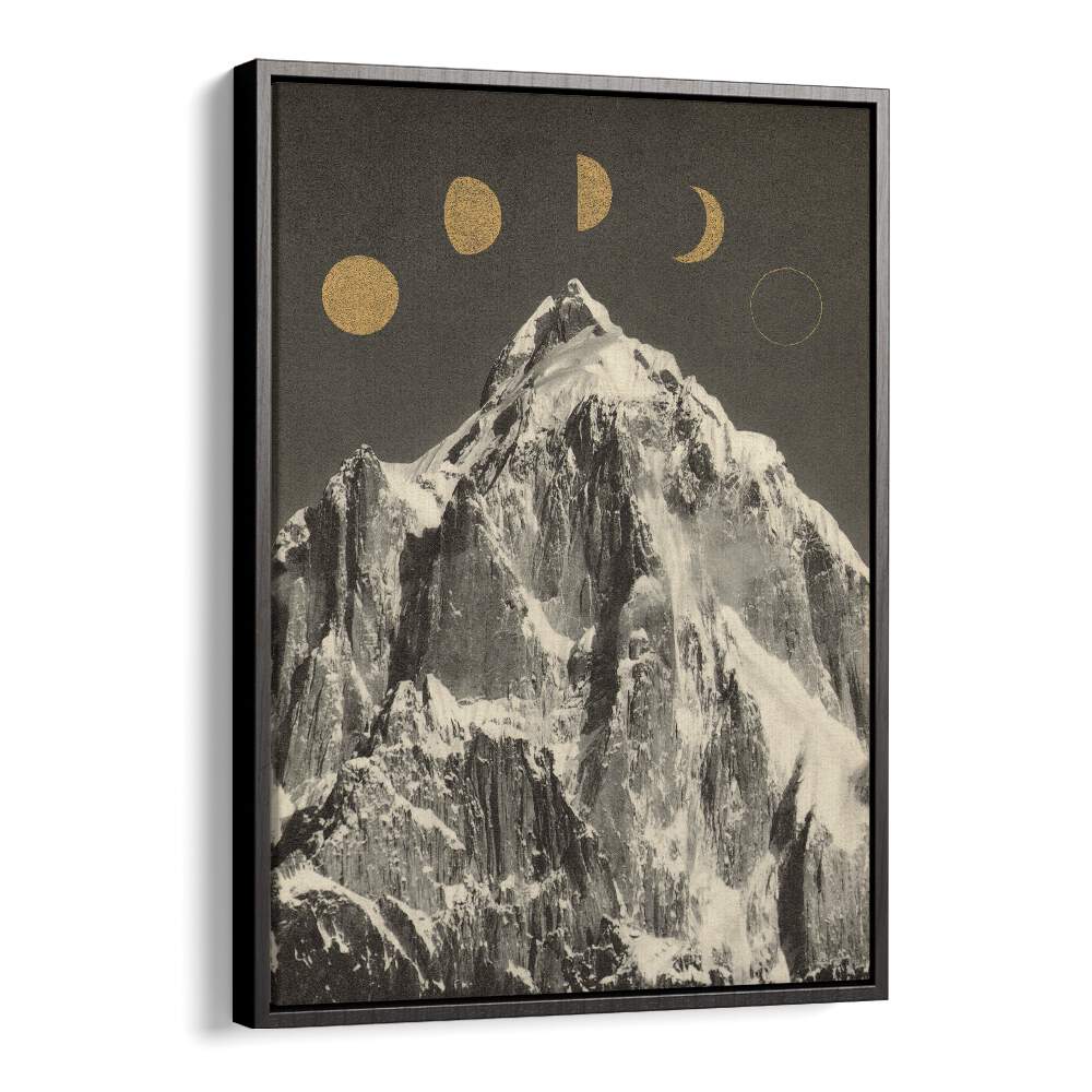 "MOON PHASES, LANDSCAPE PAINTINGS by Florent Bodart, showcasing a mountain with beautiful lunar phases."