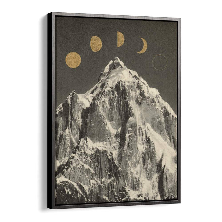 "MOON PHASES, LANDSCAPE PAINTINGS by Florent Bodart, showcasing a mountain with beautiful lunar phases."
