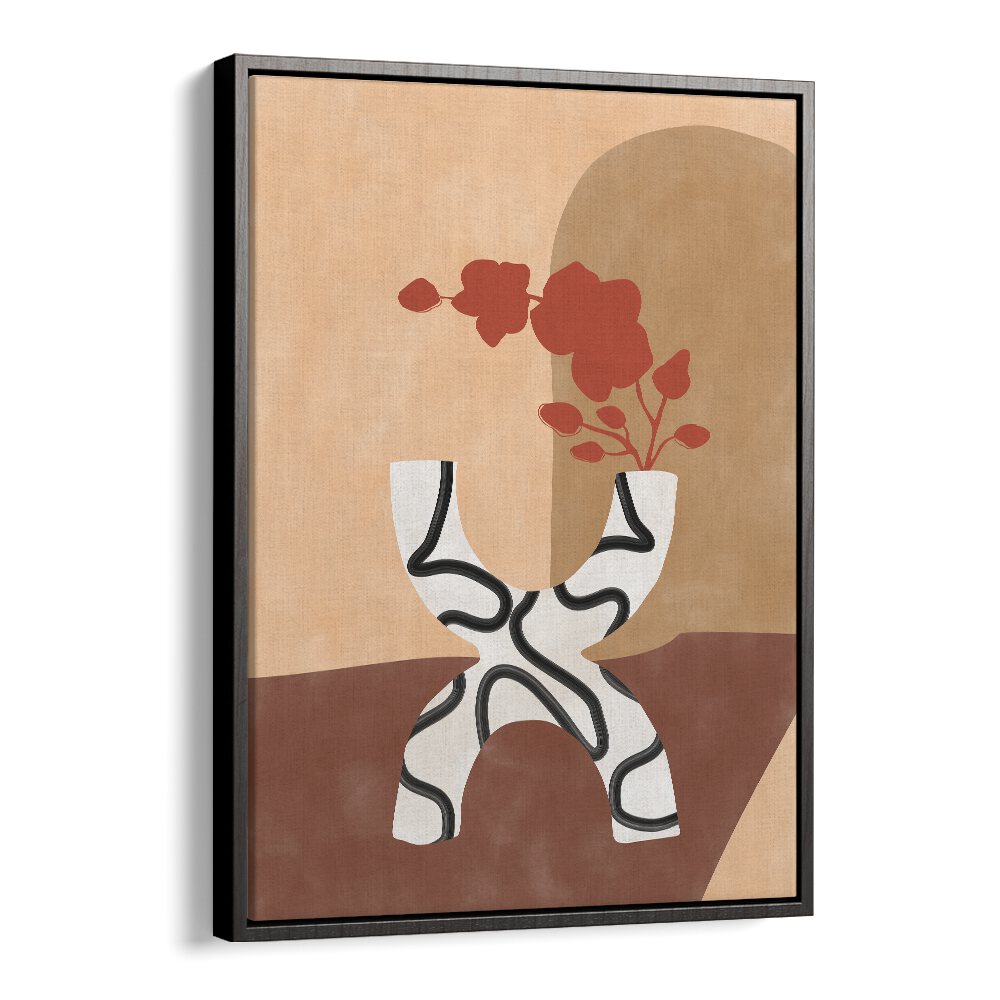 Elegant WHITE AND BLACK FLOWER POT, BOHO ART PAINTINGS by Elena Ristova to enhance your home or office decor.