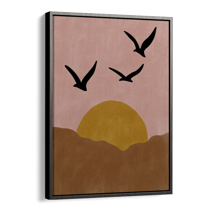 TWILIGHT, LANDSCAPE PAINTINGS featuring a serene sunset with birds, enhancing your space with Elena Ristova's art.