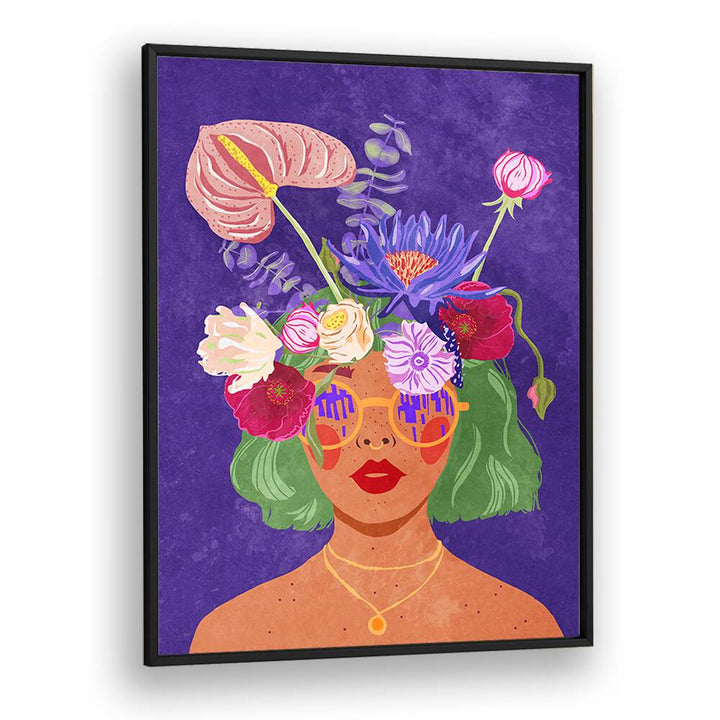 Colorful illustration featuring "FLOWER HEAD, FASHION POSTERS" by Raissa Oltmanns, perfect for nature-inspired decor.