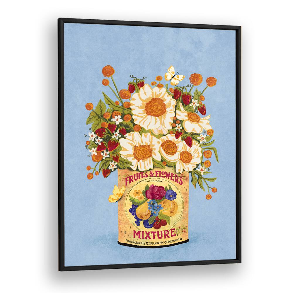 Captivating floral painting, "Flowers in a Vintage Tea Can," perfect for enhancing any living space decor.