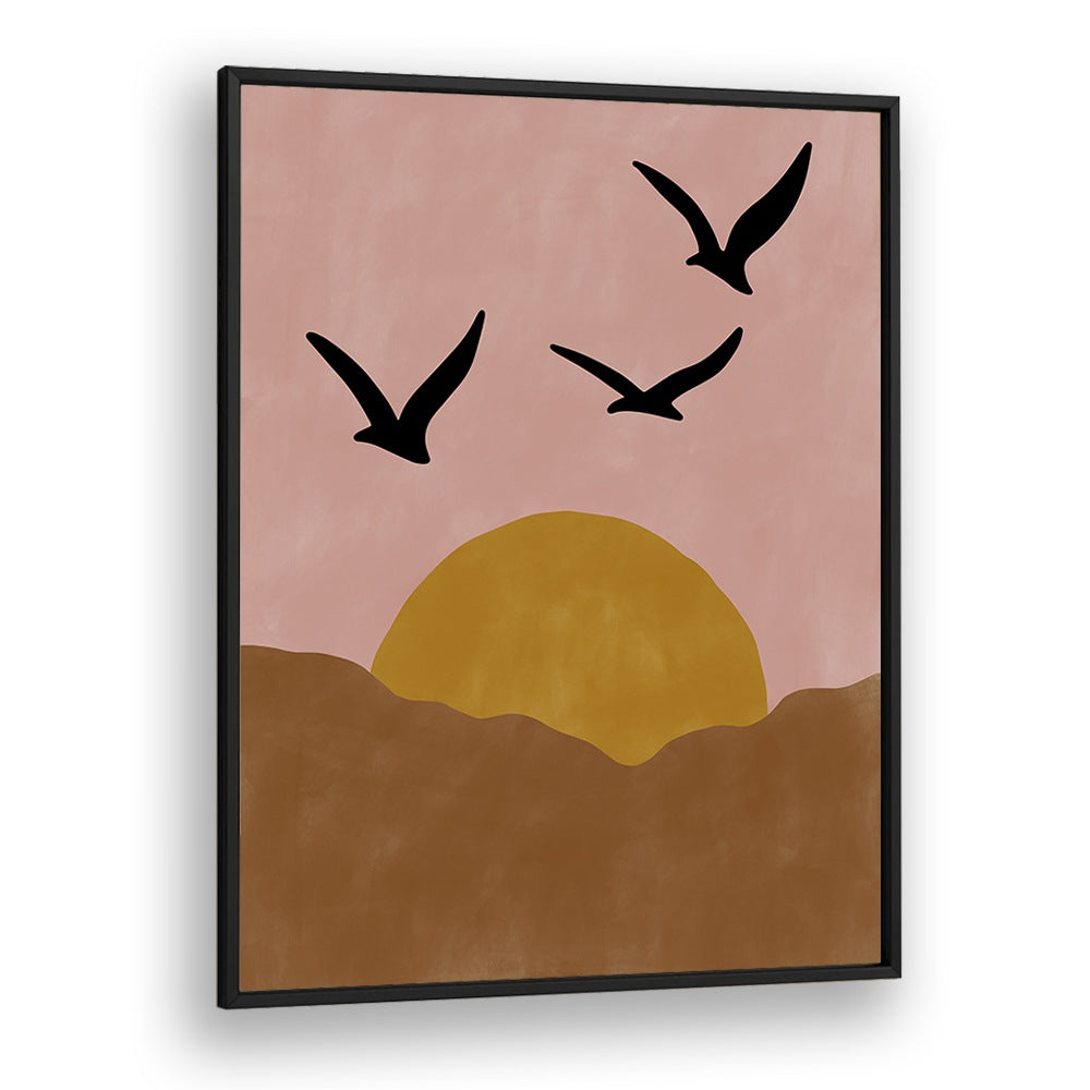 TWILIGHT, LANDSCAPE PAINTINGS by Elena Ristova showcase serene sunsets and flying birds, perfect for enchanting decor.