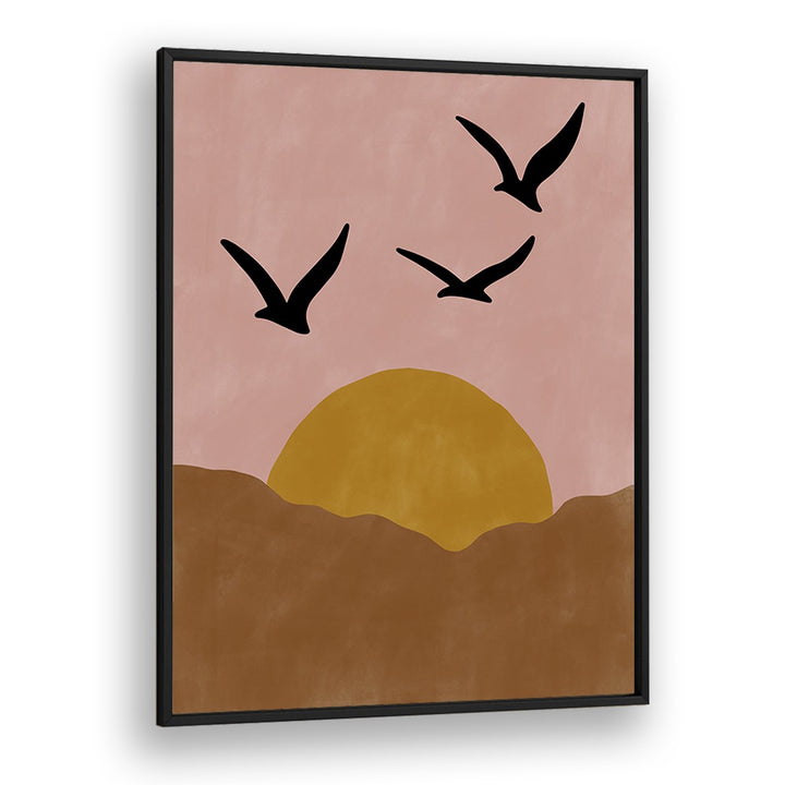 TWILIGHT, LANDSCAPE PAINTINGS by Elena Ristova showcase serene sunsets and flying birds, perfect for enchanting decor.