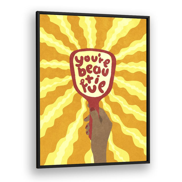 Bright and uplifting BEAUTIFUL, QUOTES poster showcasing a mirror with "you're beautiful" in vibrant colors.