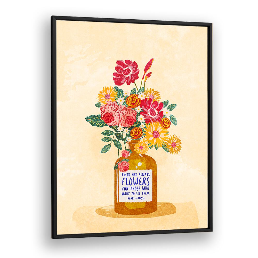 Bright floral arrangement in a vase showcases ALWAYS FLOWERS, FLORAL FLOWER PAINTINGS by Raissa Oltmanns.