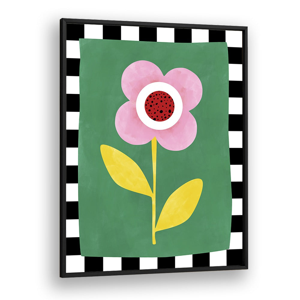 Bright pink flower artwork on green background, perfect for floral flower paintings lovers. Discover nature's beauty!