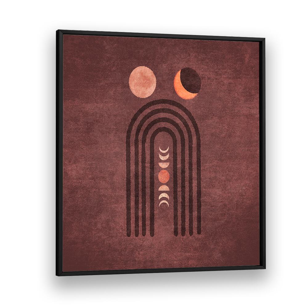 Visne Watercolor Moon Phase, Boho Art Paintings in a sleek black frame, perfect for enhancing any room's decor.