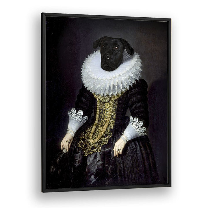 Elegant ANOUK , ANIMAL PAINTINGS featuring a dog in historical attire, perfect for wildlife art lovers.