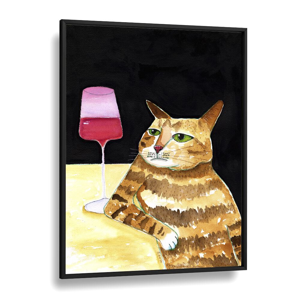 Funny cat enjoying a glass of wine, perfect for any cat lover: CAT FRIDAY NIGHT DRINKS WINE FUNNY CAT HUMOUR art.