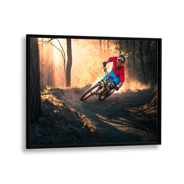 Dynamic mountain biking captured in the GOLDEN BERMED CORNER, PHOTOGRAPHY PRINTS, showcasing movement and artistry.