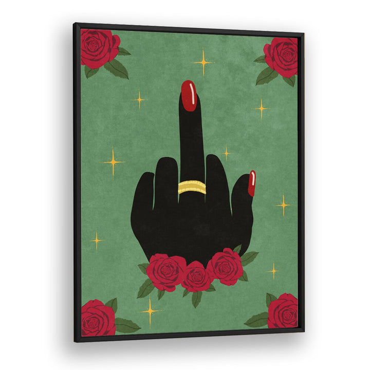 Bold "Middle Finger" fashion poster by Raissa Oltmanns, featuring roses and modern aesthetics for your decor.