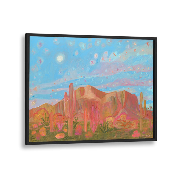 Exquisite STARRY NIGHT, LANDSCAPE PAINTINGS showcasing vibrant desert scenes under a starry sky, perfect for home decor.