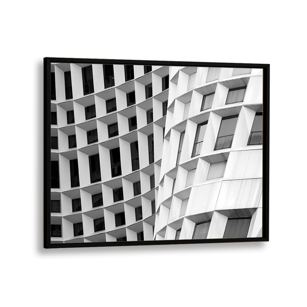 Stylish black and white CURVED I, PHOTOGRAPHY PRINTS showcasing unique urban architectural designs. Perfect for art lovers.